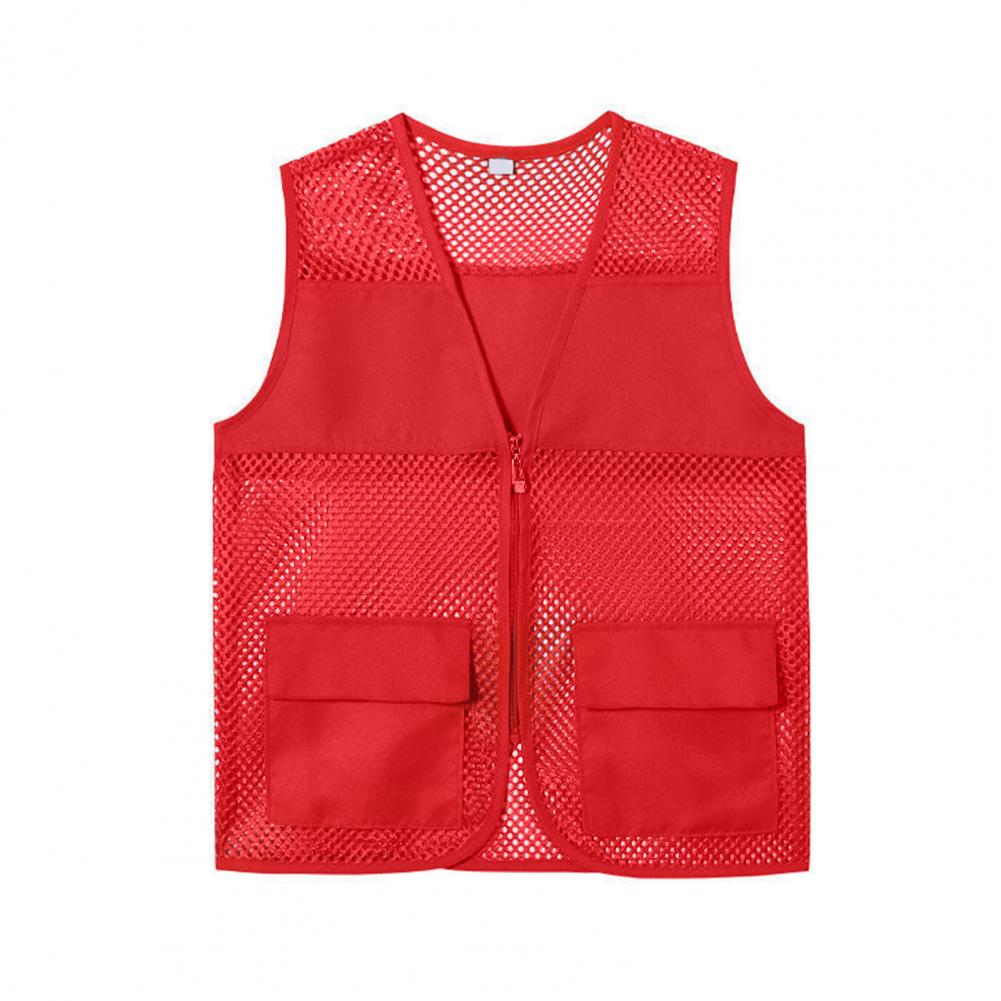 Fishing Vest - フィッシングベスト 中空ジッパー前立て ダブルポケット Vネック ワークベスト ボランティア