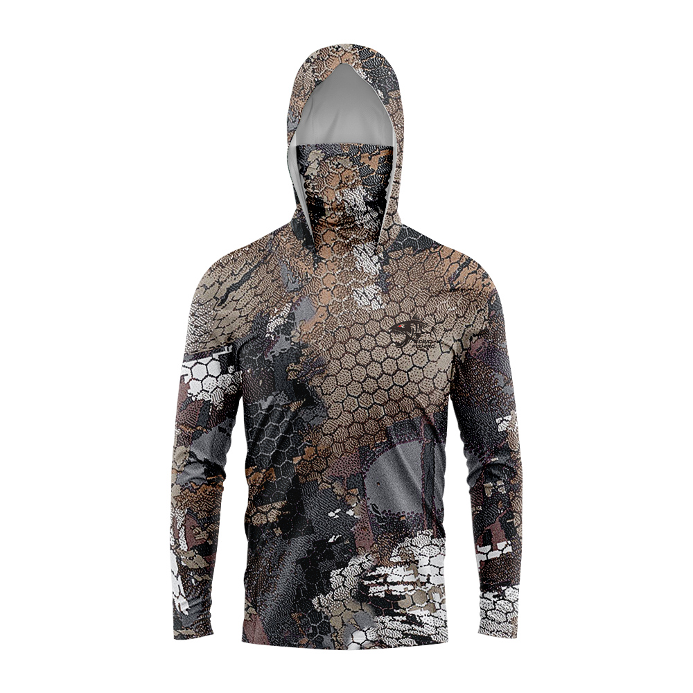 Fishing Hoodie - Hukニューギアフィッシングシャツ 夏用長袖シャツ 速乾性 通気性 フード付きマスク 釣り服