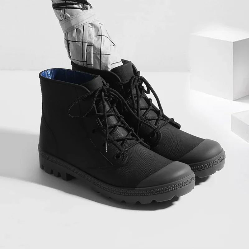 Fishing Boots - メンズレースアップアンクルコットンブーツ,滑り止めブーツ,防水,水,キャンプ,釣り,アウトドア,冬