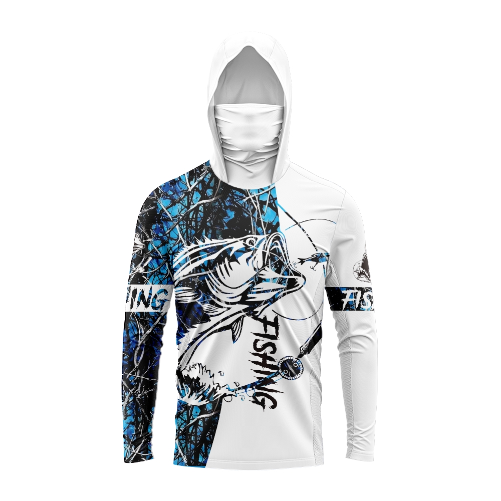 男性バスフィッシュプリント釣り用パーカー フェイスマスク付き - Fishing Hoodie のレビューと価格