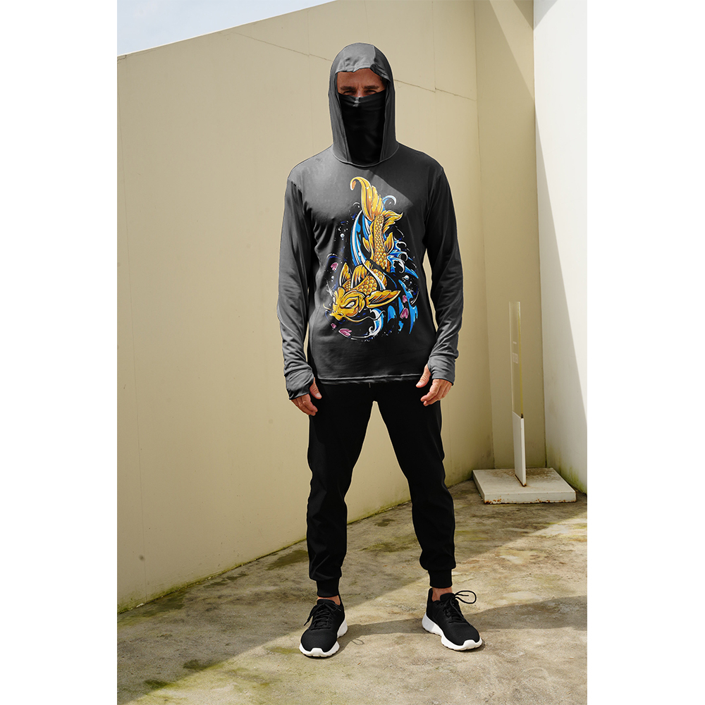 釣り用シャツ メンズ 日焼け防止 フード付きマスク 一体型  - Fishing Hoodie のレビューと価格