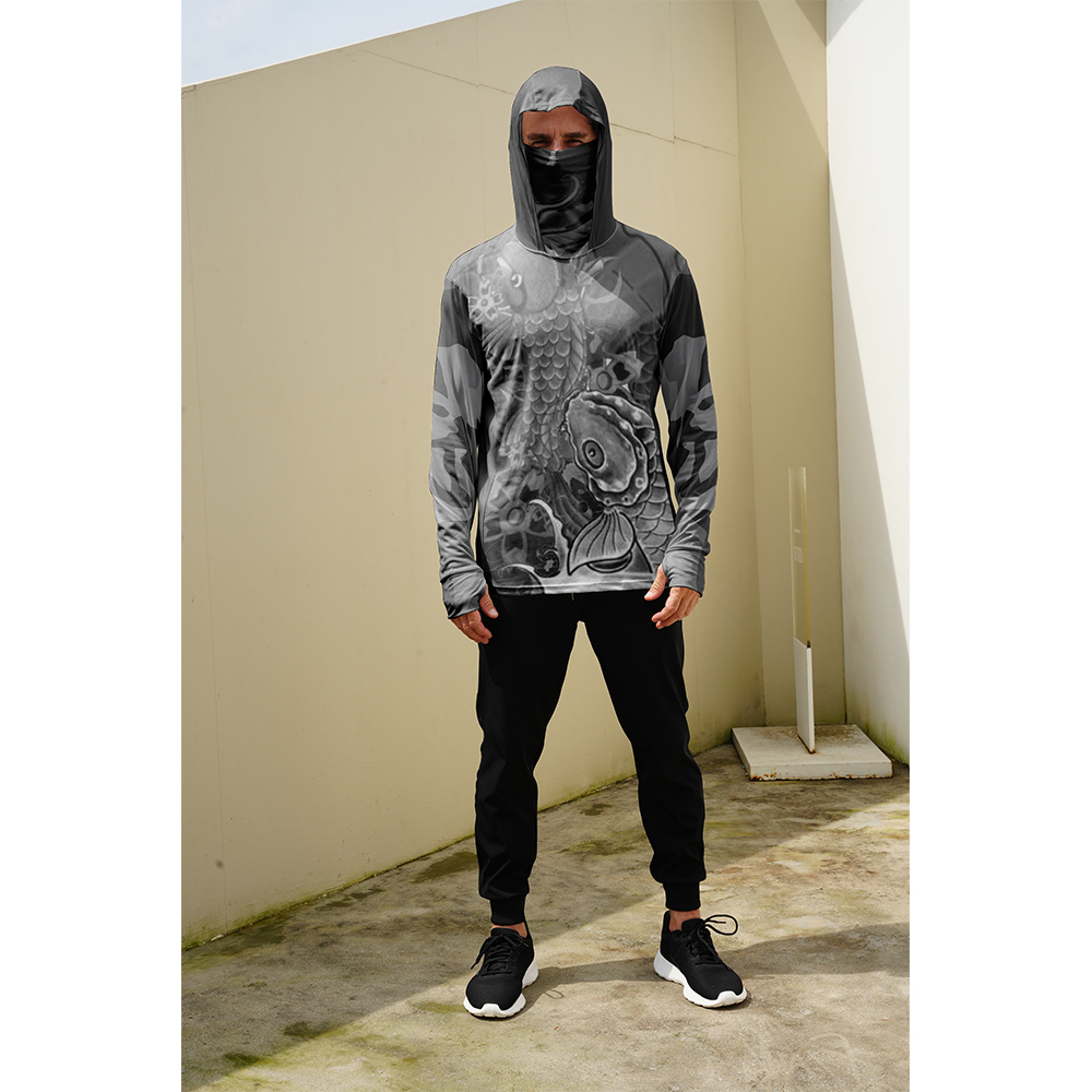 釣り用シャツ メンズ 日焼け防止 フード付きマスク 一体型  - Fishing Hoodie のレビューと価格
