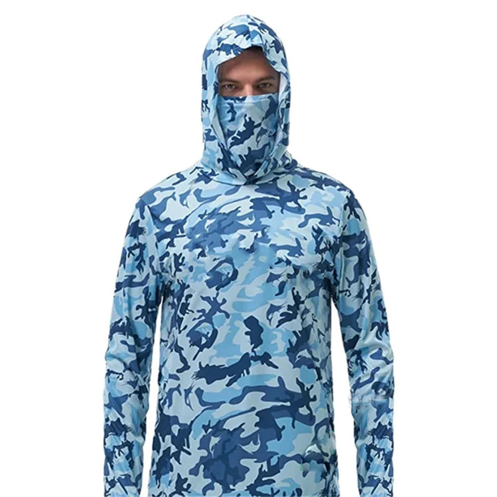 夏用フィッシングパーカー メンズ ジャージー 迷彩柄 長袖  - Fishing Hoodie のレビューと価格
