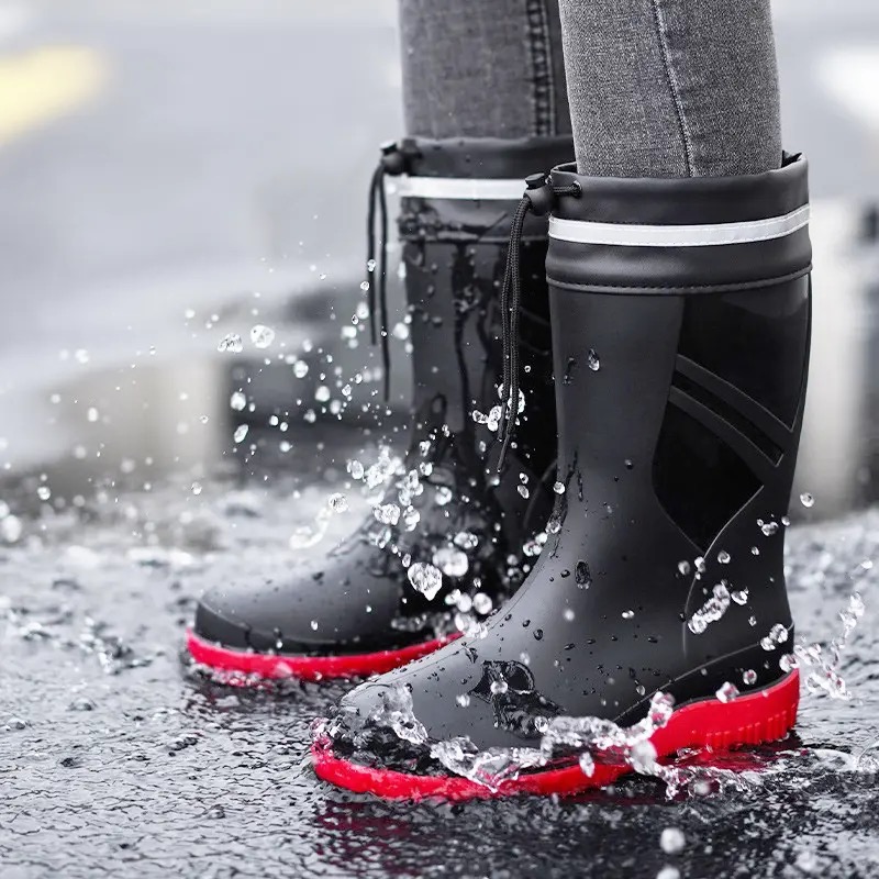 ファッションメンズミディアムチューブレインブーツ屋外滑り止め - Fishing Boots のレビューと価格