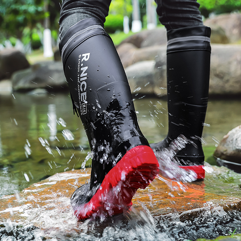 メンズファッショナブルなアウトドアレインシューズ、ハイカット - Fishing Boots のレビューと価格